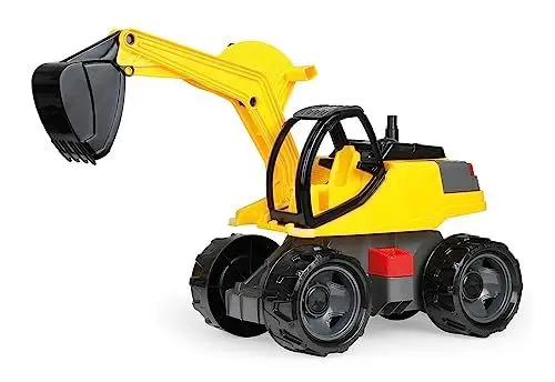 Produktbild: Lena 02141 Starke Riesen Bagger,Giga Trucks Sandbagger ca.80 cm groß, stabiler 360 Grad Schaufelbagger, XXLBaufahrzeug mit funktionierender Schaufel, hohe Tragkraft, für Kinder ab 3Jahre, Weiß / Gelb