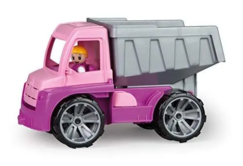Produktbild: Lena 04451 TRUXX Kipper Pink, Fahrzeug ca. 27 cm, Muldenkipper LKW mit vollbeweglicher Spielfigur, robuster Kipplaster, Mulde kippbar, Spielfahrzeug für Mädchen ab 2 Jahre in rosa, lila