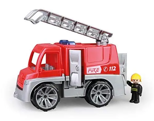 Produktbild: Lena 04457 - TRUXX Feuerwehr Einsatzfahrzeug mit Spielfigur als Feuerwehrmann, Feuerwehrauto mit Rettungsleiter, Feuerwehrtransporter mit Türen zum Öffnen, Spielfahrzeug für Kinder ab 24m+