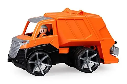 Produktbild: Lena 04534 - TRUXX² Müllwagen mit Mülltonne, Nutzfahrzeug ca. 30 cm, Robustes Müllauto mit Tonne und vollbeweglicher Spielfigur, für Kinder ab 2 Jahre, Spielfahrzeug orange/schwarz