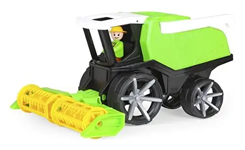 Produktbild: Lena 04536 - TRUXX² Mähdrescher, Bauernhof Fahrzeug ca. 37 cm, Mähfahrzeug mit beweglichem Kornrohr, klappbarem Mähwerk und vollbeweglicher Spielfigur, für Kinder ab 2 Jahre, Spielfahrzeug grün