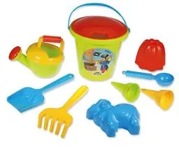 Produktbild: Lena 05422 - Happy Sand Spielset Jungs II, Eimergarnitur 10-tlg., Sandspielzeug Set für Kinder ab 2 Jahre, Spielset mit Eimer, Sieb, Schaufel, Rechen, Gießer, Eislöffel, 2 Eistüten und 2 Förmchen