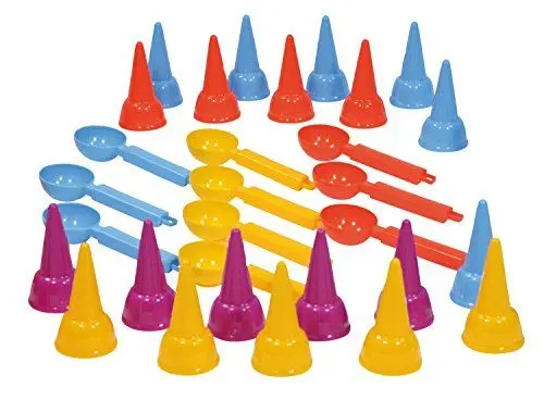 Produktbild: Lena 05501 - Happy Sand Kiga Set Eiswaffel und Eislöffel, 30 Teile, Sandspielzeug für Kinder ab 2 Jahre, Ausstattung für Kindergärten oder Geburtstags Party mit 20 Eistüten und 10 Löffel