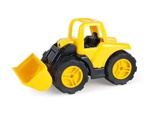 Produktbild: Lena 1262 Workies Schaufellader 14 cm, Spielfahrzeug aus ABS Kunststoff, Radlader mit bewegbarer Schaufel, Gummi-Reifen, Stahl-Achsen, Baufahrzeug für Kinder ab 18 Monaten, Lader in Gelb, Schwarz
