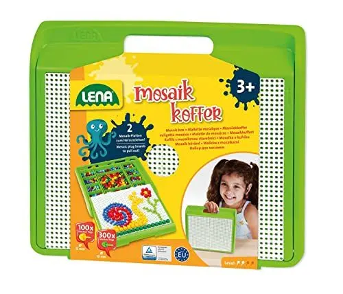 Produktbild: Lena 35615 Mosaiksteckspiel, Mittel, Blau,Gelb,Grün,Rot