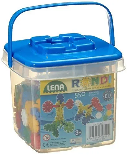 Produktbild: Lena 35820 Rondi 25 Eimer Konstruktionsspielzeug ab 3 Jahren - 550 x Steckbausteine, Kinder Bauset für kreatives Spielen, Regt die Fantasie an und schult Motorik