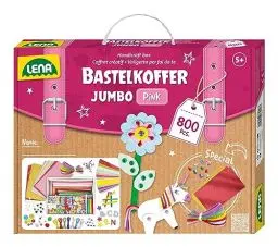 Produktbild: Lena 42664 - Jumbo Bastelkoffer mit 800 Teile in Pastell Farben, Material zum Basteln, mit Moosgummi, Buntpapier, Strasssteine, Pompon, Bänder, Knöpfe, Kulleraugen und vielem mehr, ab 5 Jahre, pink