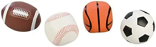 Produktbild: Lena 62164 - Soft Sportbälle 4er Set, Bälle als Fußball, Volleyball, Basketball und Rugbyball, Softbälle je 10 cm, im Netz, Spielbälle für Kinder ab 1 Jahr, Schaumstoffbälle zum Spielen und Baden