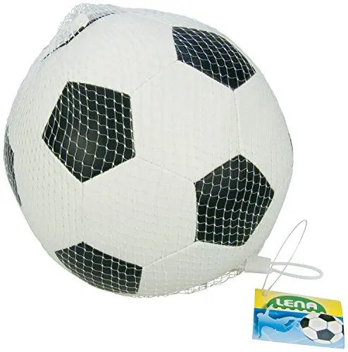 Produktbild: Lena 62178 Soft Fußball, weicher Ball ca. 18 cm, Softball zum Spielen und Baden, elastischer und strapazierfähiger Schaumstoffball, Spielball für Kinder ab 12 Monate, Weiß, Schwarz
