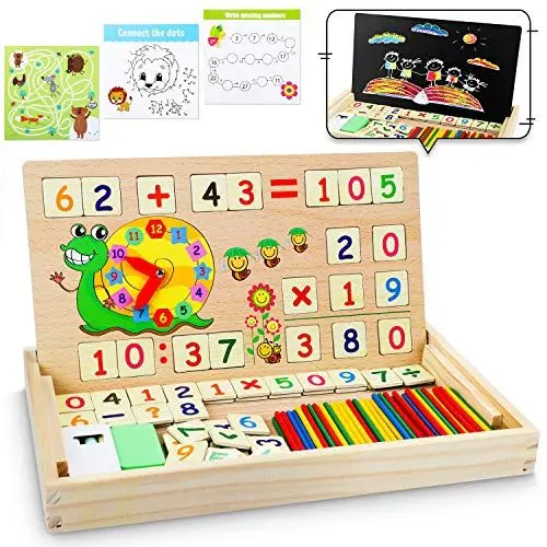 Produktbild: lenbest Mathe Montessori Spielzeug Spiele mit Zählstäbchen Einmaleins - Lernspiele Kinderspiele Holzspielzeug ab 4 5 6 Jahre Jungen Mädchen - Geschenke zur Einschulung Junge Mädchen