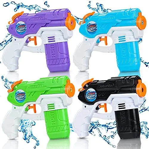 Produktbild: lenbest Wasserpistole, 4 Pack Wasser, 7-8 Meter Reichweite & 150ml Kapazität, Super Squirt Wasserpistolen - Sommer Partys, Pool Garten Strand, für Kinder und Erwachsene (150ML 4 Pack)