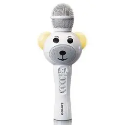 Produktbild: Lenco BMC-060 Karaoke Mikrofon für Kinder - Bluetooth V5.0 - Mit Smartphone-Halterung - 5 Watt RMS - LED Lichteffekte - integrierter Akku mit 1200mAh – Android und iOS - Weiß