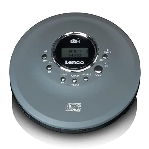 Produktbild: Lenco CD-400 - Tragbarer CD-Player - Discman - DAB+ Radio - CD, CD-R/RW, MP3-Player - Senderspeicher - Hörbuchfunktion - Antishock - integrierter Akku 1000mAH - Grau