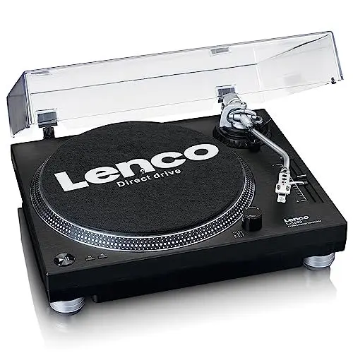 Produktbild: Lenco L-3809 Plattenspieler - USB Plattenspieler mit Direktantrieb - Vorverstärker - 33 und 45 U/min - MMC - RCA- Line Out - Schwarz