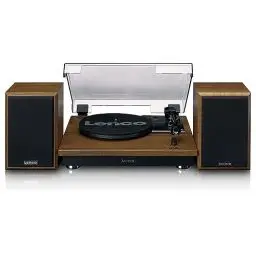 Produktbild: Lenco LS-100 - Hi-Fi Plattenspieler mit Bluetooth 5.0 - Externe Lautsprecher - 2 x 10 Watt RMS - Riemenantrieb - Auto-Stopp - Holz, 20 Watt RMS