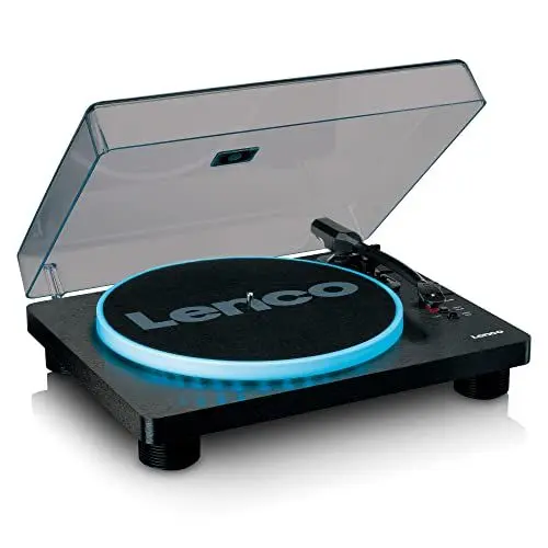 Produktbild: Lenco LS-50 - Plattenspieler mit Lautsprecher - LED Plattenteller - USB - Riemenantrieb - Vorverstärker - 33, 45 und 78 U/min - Auto-Stopp - Vinyl zu MP3 - Schwarz