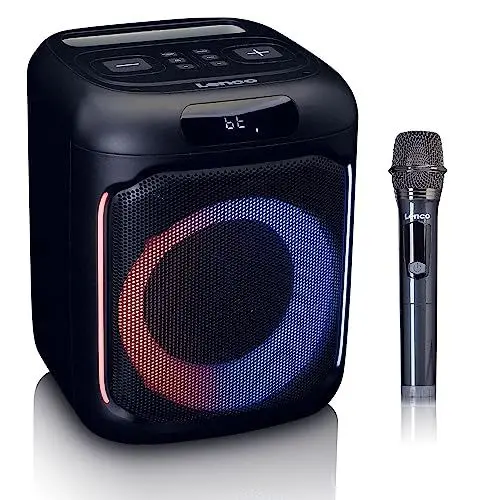 Produktbild: Lenco PA-100 Bluetooth PartyBox - Tragbarer Party-Lautsprecher - Bluetooth 5.0 mit TWS - IPX4 - Partylichter - 100 Watt RMS - 2400mAh - USB - Mikro und Fernbedienung - schwarz