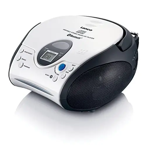 Produktbild: Lenco SCD-24BT CD-Player für Kinder - CD-Radio - Bluetooth - Boombox - Titelspeicher - Batteriebetrieb - 2 x 1,5 W RMS-Leistung - weiß