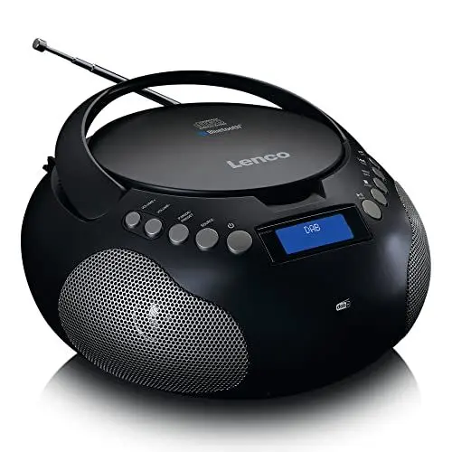 Produktbild: Lenco SCD-341 tragbares CD-Radio -CD-Player - DAB+ Radio - Bluetooth - Sender und Titelspeicher - Uhr - Stereo Lautsprecher - schwarz