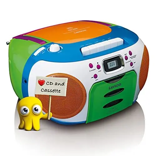 Produktbild: Lenco SCD-971 -Kinderradio - Kassettenradio mit CD - CD-Radio - Kassettenspieler - Stereo-Lautsprecher - Kopfhöreranschluss - Titelspeicher - Mehrfarbig, Bunt