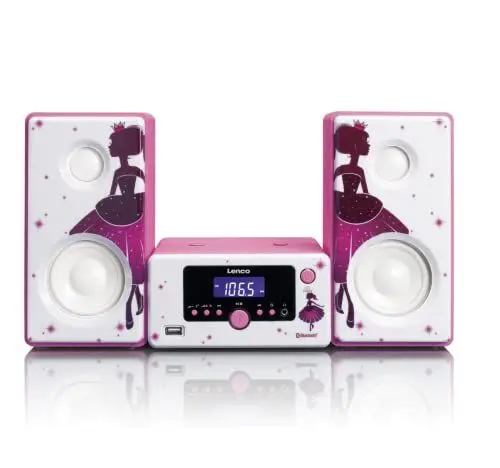 Produktbild: Lenco Stereoanlage MC-020 Kompaktanlage mit Bluetooth, USB und UKW-Radio (Weckfunktion, USB-Lader, Aux, Kopfhörerbuchse) 2 x 5 Watt (RMS), Princess
