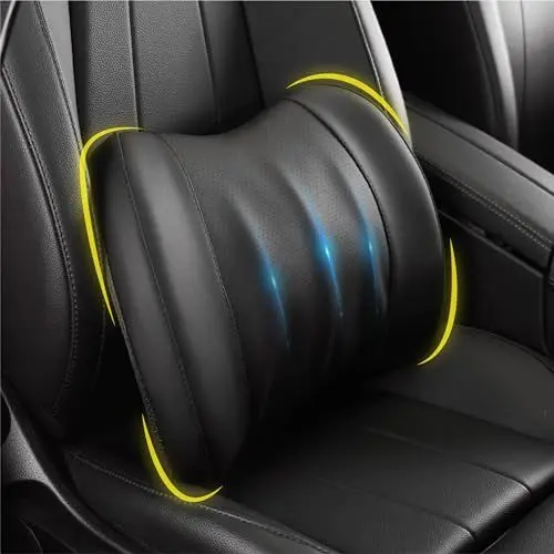 Produktbild: Lendenwirbelstützkissen, Memory-Schaum-Lendenkissen zur Schmerzlinderung im unteren Rücken, Auto-Rückenkissen zum Fahren, Lendenwirbelstütze für Auto, Bürostuhl, Rollstuhl - Klassisches Schwarz