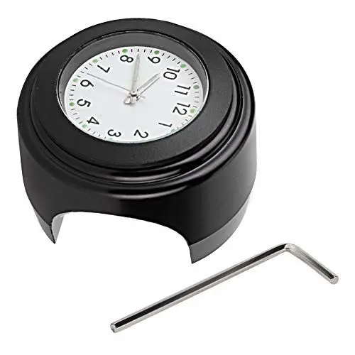 Produktbild: Lenkerhalterung Uhr, Aluminium Motorrad Änderung Wasserdicht Lenkerhalterung Wasserdicht Quarzuhr Uhr Zubehör(Schwarzes Gesicht weißes Zifferblatt)