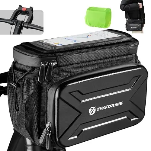Produktbild: Lenkertasche Fahrrad mit Handyhalterung und touchscreen, 6L Fahrradtasche Lenker Wasserabweisend mit Lenkeradapter für Ebike, Fahrradkorb vorne Tasche Lenkertaschen mit Abnehmbarem Schultergurt