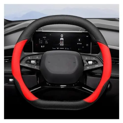 Produktbild: Lenkrad Abdeckung Für Geely Für Atlas Für Azkarra Für Atlas Für Pro Doppel D-typ Auto Künstliche Leder Sweatproof Auto Lenkrad Abdeckung Lenkradschutz(Red)