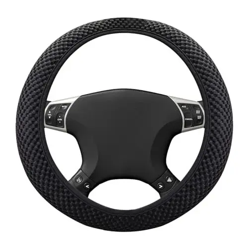 Produktbild: Lenkradabdeckung für Auto, Universal Auto Lenkradhülle Schwarz, Atmungsaktive Lenkradbezug Antirutsch, Geeignet für Lenkrad Außendurchmesser 36 bis 39 cm, Verfügbar in Allen Jahreszeiten