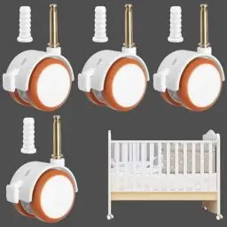 Produktbild: Lenkrollen für Kindermöbel,4 Stück Rollensatz Gummil Kinderbett,Räder mit Bremse Kinderbetten,Kinderbett-Räder,Geeignet für Kinderwagen, Kinderbetten, Möbel (Weiß)