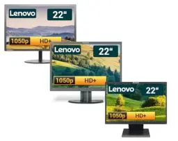 Produktbild: Lenovo 22 Zoll Business Computer Monitor, Desktop Gaming Monitor, HD+ (VGA - DVI - VESA), PC Bildschirm, schwarz/Silber (Generalüberholt)