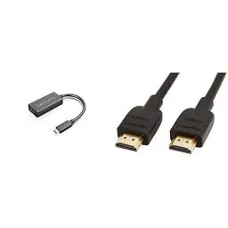 Produktbild: Lenovo 4X90R61022 Adapter Video Kabel 0,24 m USB C HDMI Typ A (Standard) schwarz & Amazon Basics – Hochgeschwindigkeitskabel, Ultra HD HDMI 2.0, unterstützt 3D-Formate, mit Audio Return Channel, 1,8 m