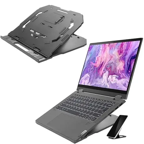 Produktbild: Lenovo 2 in 1 Laptop Ständer Ergonomisch 10 einstellbare Neigungswinkel Belüftet Rutschfest Tragbar GXF0X02619 Schwarz