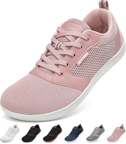 Produktbild: LENUVER Barfußschuhe Damen Sommer Barfussschuhe Herren Traillaufschuhe Atmungsaktiv Straßenlaufschuhe Leichte Fitnessschuhe Schnell Trocknend Sneaker (Rosa, 39EU)