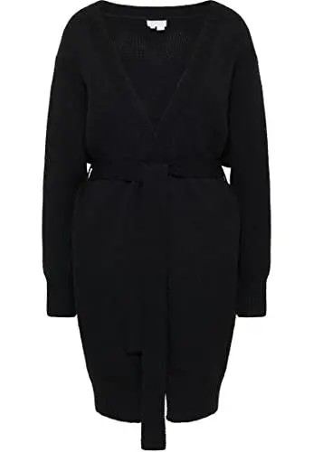 Produktbild: LEOMIA Women's Damen Strick Long Cardigan 25825301-LE02, Schwarz, XL/XXL Sweater