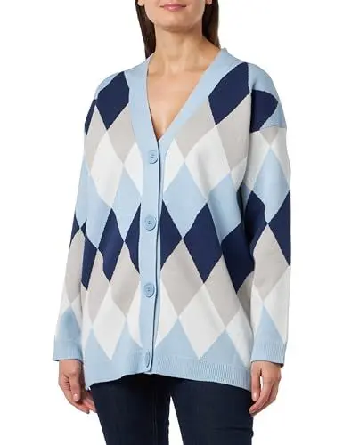 Produktbild: LEOMIA Women's Strickjacke mit Knöpfen, Hellblau Mehrfarbig, M-L
