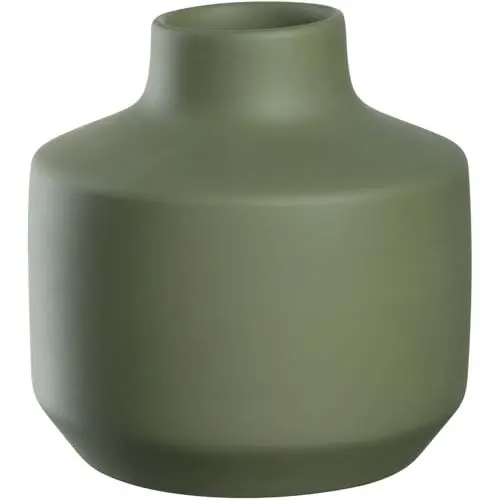 Produktbild: LEONARDO HOME Milano Keramikvase, 1 Stück, Moderne Vase aus Keramik, Dekovase für kunstvolle Blumen-Bouquets, Elegante Blumenvase, Hingucker als Dekoration, Höhe 18,5 cm, grün, 026819
