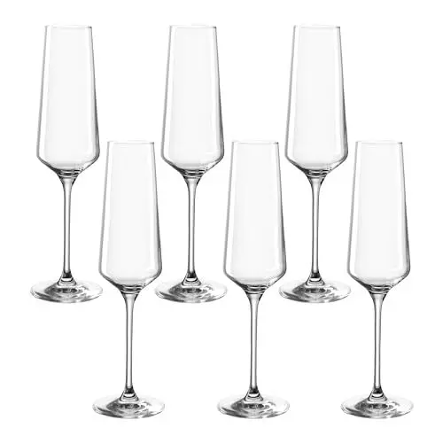 Produktbild: LEONARDO HOME Sektgläser PUCCINI (6er Set) • kratzfeste Sektgläser (280 ml) • Spülmaschinenfest & Langlebig • Zeitlose Champagnergläser für Zuhause & Restaurants • Prosecco-Glas Puccini • 069550