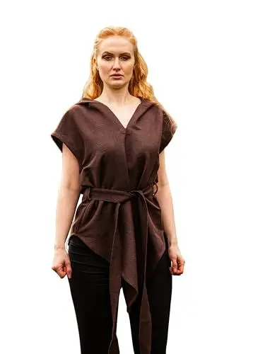 Produktbild: Leonardo Carbone® Waldläufer Tunika Aldon Unisex - Mittelalter Kleidung Herren & Damen, Mittelalter Hemd, Freizeithemden Kurzarm, Karneval Kostüm, LARP Kleidung - 100% Baumwolle Braun S