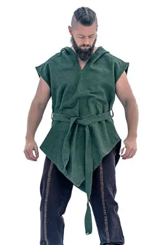 Produktbild: Leonardo Carbone® Waldläufer Tunika Aldon Unisex - Mittelalter Kleidung Herren & Damen, Mittelalter Hemd, Freizeithemden Kurzarm, Karneval Kostüm, LARP Kleidung - 100% Baumwolle Grün M