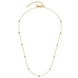 Produktbild: Leonardo Ciao Halskette Mini, Kette aus Edelstahl mit Anhängern gold, klare Glas-Kristalle, 40-45 cm, Anker-Kette, Damen Schmuck, 1 Stück 022919