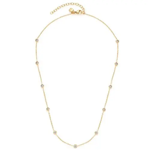 Produktbild: Leonardo Ciao Halskette Mini, Kette aus Edelstahl mit Anhängern gold, klare Glas-Kristalle, 40-45 cm, Anker-Kette, Damen Schmuck, 1 Stück 022919