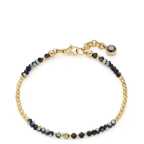 Produktbild: JEWELS BY LEONARDO Armband Ciao Lola Arm-Kette aus goldfarbenem Edelstahl schwarze Glaskristalle mit funkelndem Facettenschliff 17-19 cm Länge besonderes Schmuck Geschenk für Frauen 018782