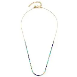 Produktbild: Leonardo Ciao Lou Halskette, Kette aus Edelstahl mit Miyuki Glas-Perlen, gold, blau, türkis, 42-47 cm, Anker-Kette, Damen Schmuck, 022981