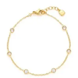 Produktbild: Leonardo Ciao Mini Armband, Armschmuck aus Edelstahl mit Glas-Kristallen, klar, gold, Anhänger, 17-19 cm, Anker-Kette, Damen Schmuck, 022920
