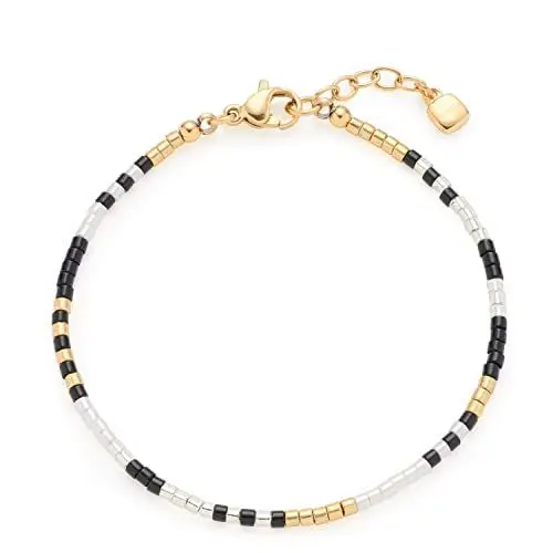 Produktbild: Leonardo Ciao Osira Armband aus Edelstahl, filigranes Armband aus Miyuki-Glasperlen, Perlenarmband schwarz/gold/weiß, Damenschmuck, 022290
