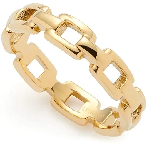 Produktbild: JEWELS BY LEONARDO Ring Ciao Rocky • Band-Ring aus goldfarbenem Edelstahl • Gr. 18 (56) • umlaufende Statement Kettenglied-Optik • Damen Schmuck Geschenk • 022975