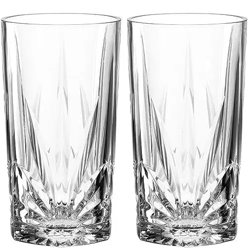 Produktbild: Leonardo Il Mondo Cape Cod Gläser 2er Set - Longdrinkglas mit Facetten-Optik, hochwertig verarbeitet - Inhalt 530 ml - Spülmaschinengeeignet - 2 Cocktailgläser transparent, 077484