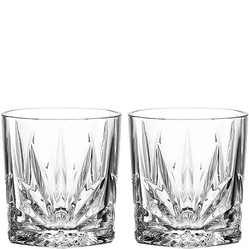 Produktbild: Leonardo Il Mondo Old Fashioned Whiskey Gläser 2er Set - Tumbler mit Facetten-Optik, hochwertig verarbeitet - Inhalt 220 ml - Spülmaschinengeeignet - 2 Whiskygläser transparent, 077481